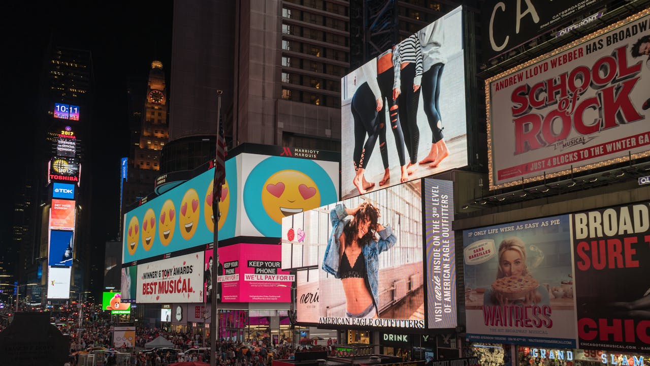 A STREET THAT REPRESENTS SO MUCH OF DISPALYED ADVERTISEMENT