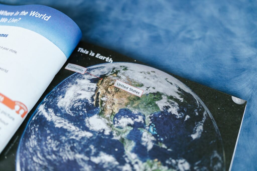 INSIDE A PAGE SHOWS THE PLANET EARTH